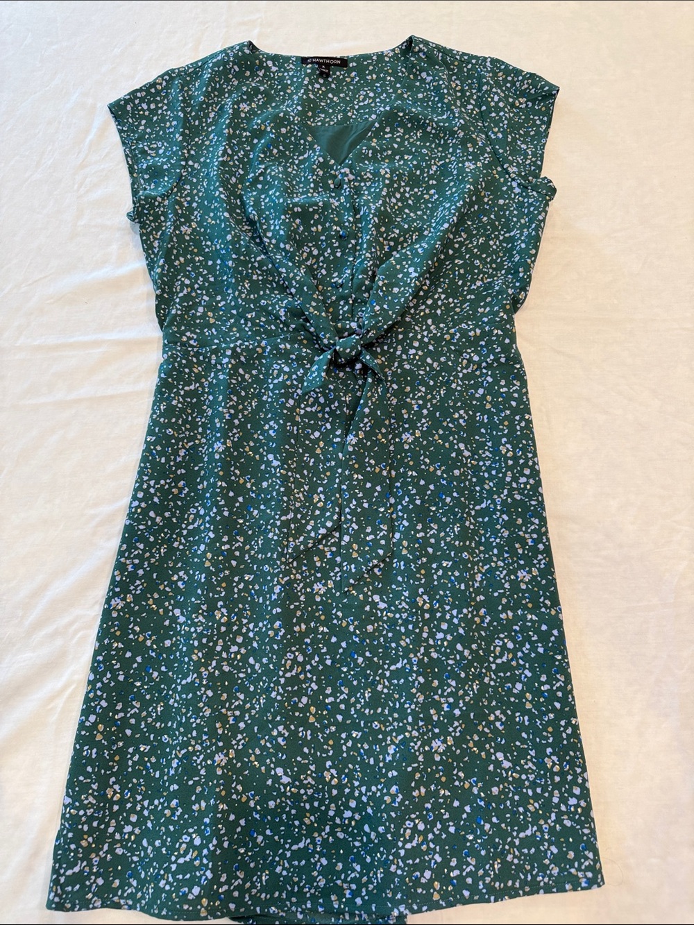 Stitch Fix 41 Hawthorn Teal Green Floral Tie-Front Midi Dress